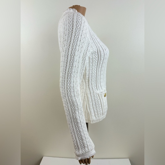 Express Women's Heavy Knit Button Sweater with Pockets, White, Size XS - Picture 4 of 14